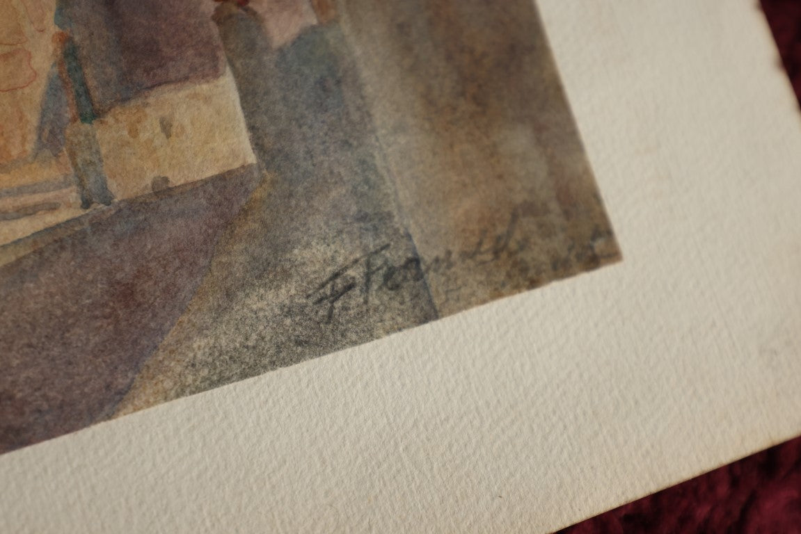 Lot 032 - Antique Original Watercolor Of Spanish Adobe Church, Signed F. Fernald