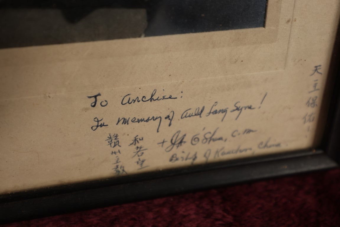 Lot 043 - Vintage Framed Photograph Of Priest, Bishop John A. O'shea, Kanchow, China, Handwriting On Photo, Chinese Characters