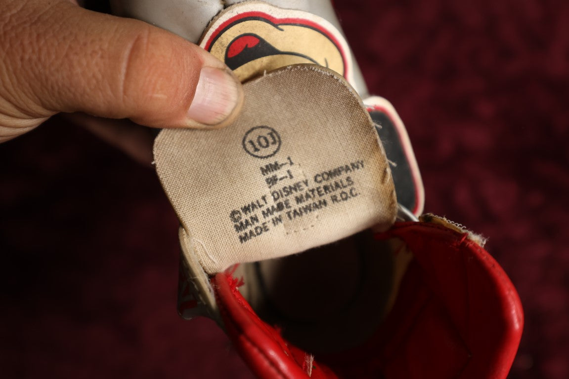 Lot 066 - Vintage Mickey Mouse Silver And Red Youth Rollerskates, Pair