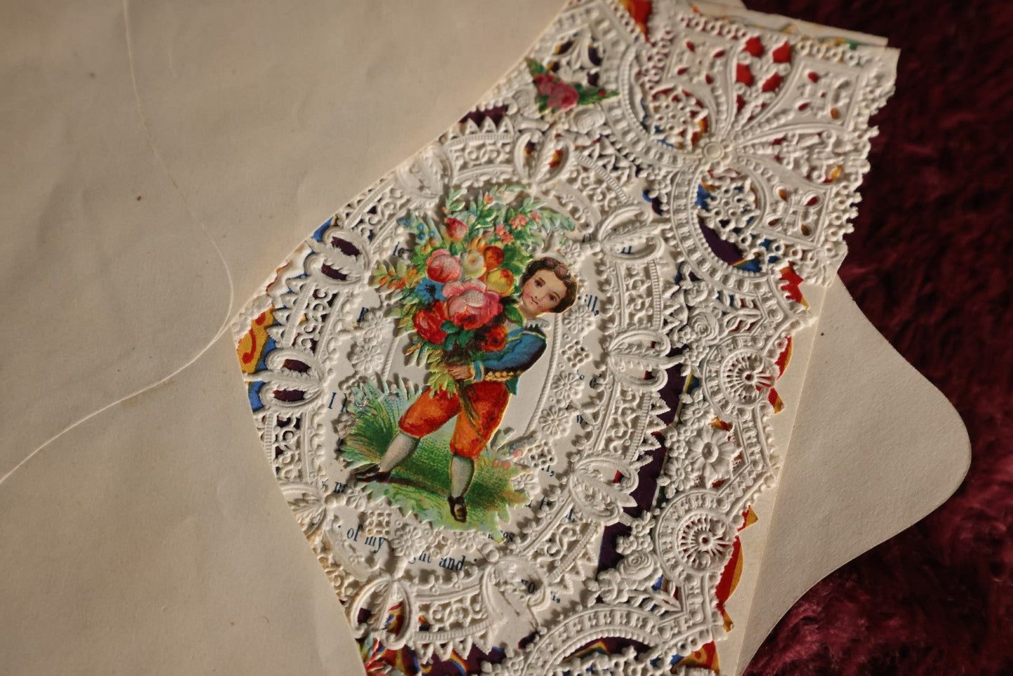 Lot 081 - Antique Ephemera Lot With Many Lace Paper Pieces, Envelopes, Cards, Paper Dolls, And More, Approximately 15 Pieces