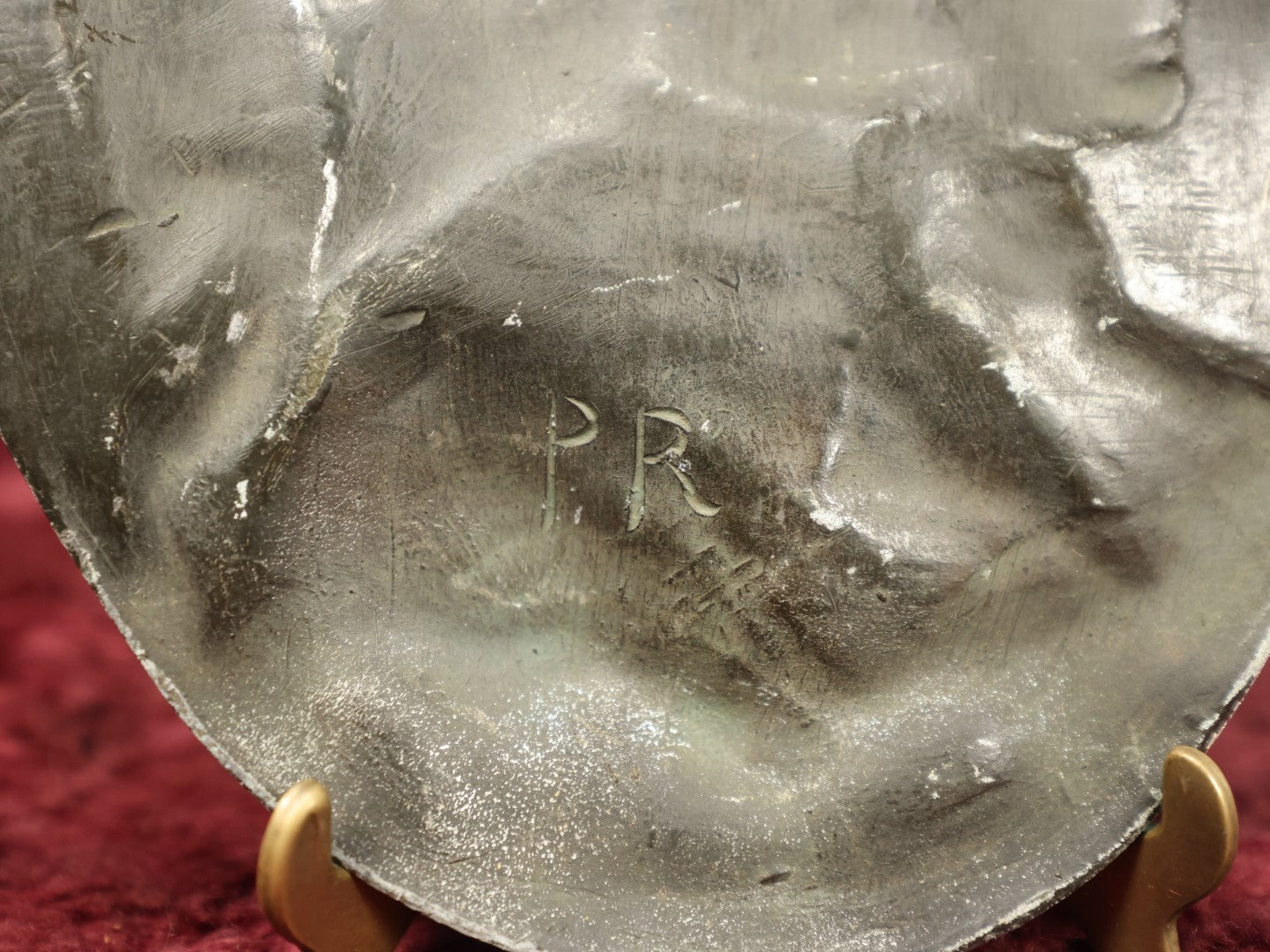 Lot 086 - Antique Cast Metal Plaque Of Dante Alighieri And Beatrice, Medal