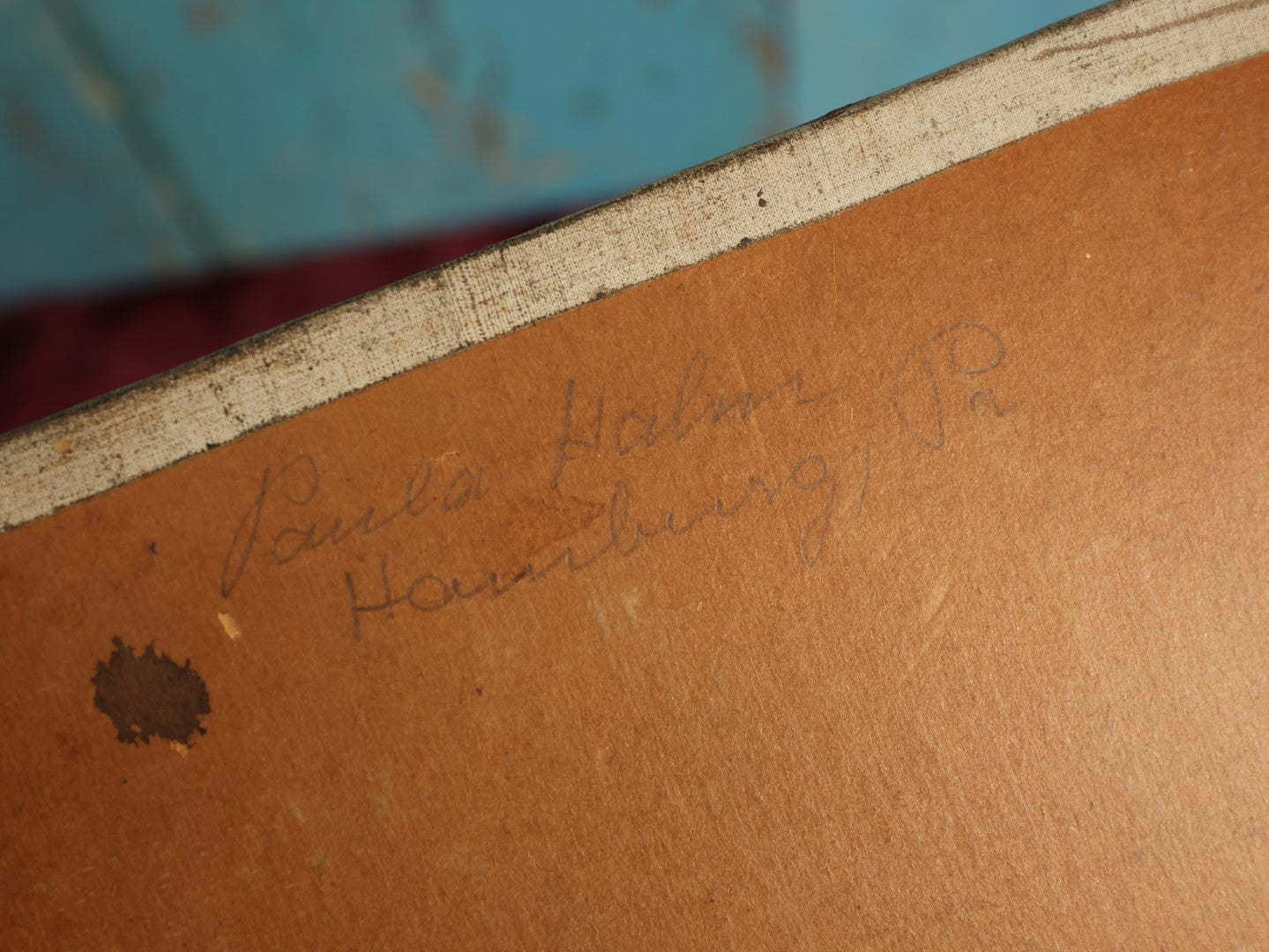 Lot 012 - Vintage Original Portrait Painting Of Pretty Woman With Red Lipstick, Red Sweater, Note Losses To Paint, Flaking, On Board, Signed Paula Halm (?), Hamburg, Pennsylvania