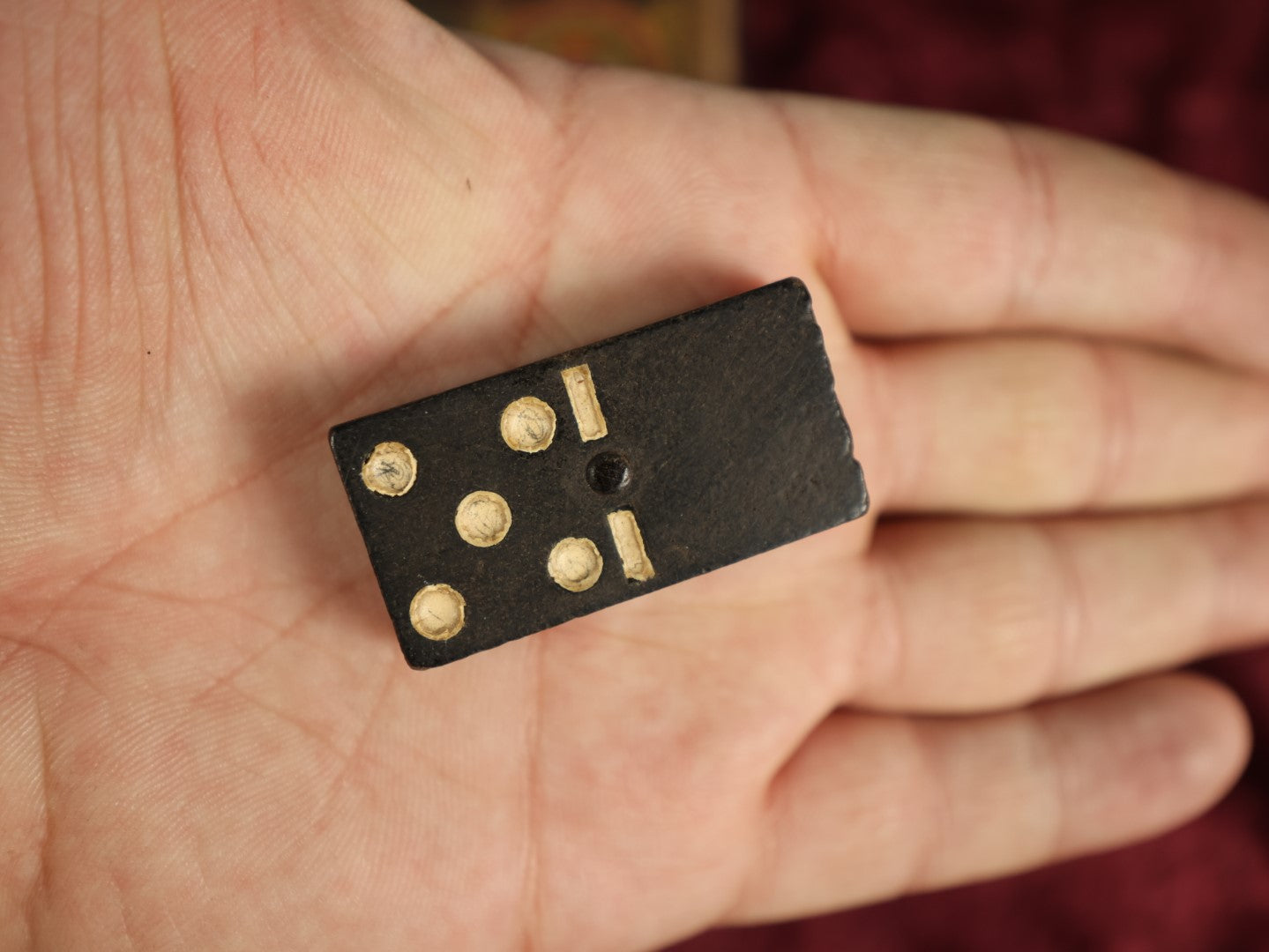 Lot 029 - Antique Embossed Black Dominoes, Patented 1865 & 1869, Re-Issued 1874, In Original Box, Appears Complete