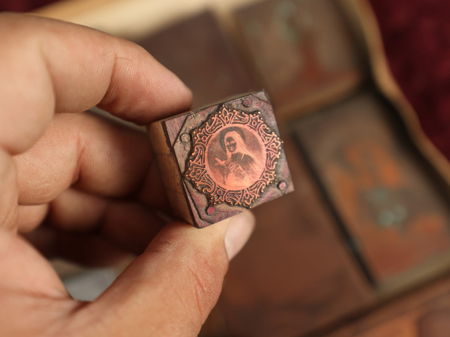 Lot 094 - Grouping Of Antique Religious Printing Blocks Letter Press Stamps Mostly Depicting Jesus, Religiuous Scenes, Larger Size Blocks, 10+ Pieces