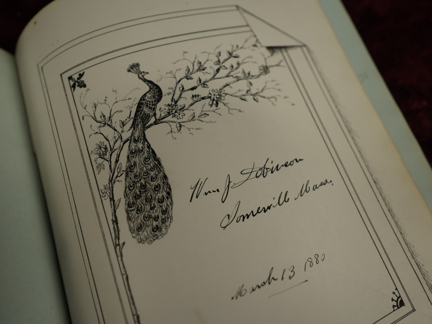 Lot 004 - Important Victorian Autograph Album, Having Belonged To Mrs. Lucinda L. Berry, Including A Signature From Pioneering 19th Century Photographer Amory Nelson Hardy (1835-1911), With Many Other Signatures, Drawings, And Writings