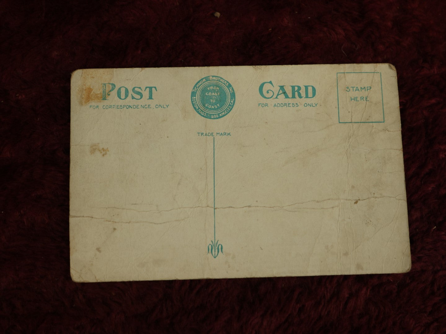 Lot 020 - Antique Postcard Of The "Steamer Titanic" Commemorating The 1912 Disaster, Note Heavy Bends And Wear, Marked Tichnor Brothers Inc.