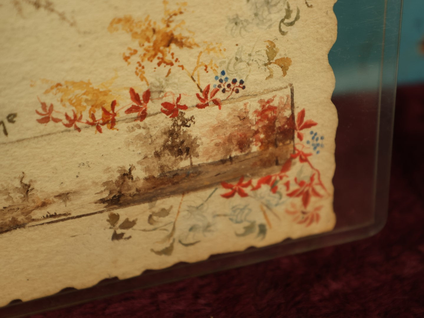 Lot 026 - Hand Painted 1888 Calendar Poem With Father Time, Holding A Sickle, Holding A Baby Child Up To Clock