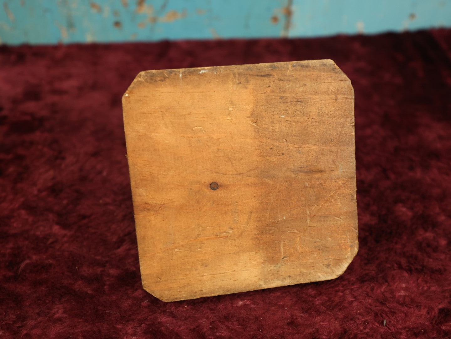 Lot 040 - Vintage Jeweler's Vice With Red Paint, Mounted On Two Tier Wood Block Stand