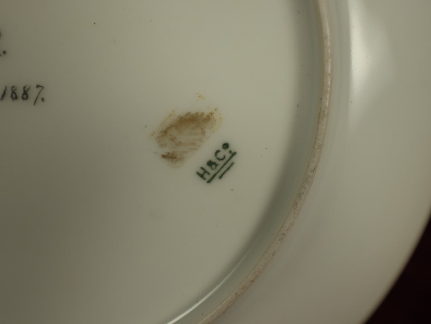 Lot 046 - Antique Hand Painted Plate Of Young Child Leaning, In Bonnet, Artist Signed A.R., January 4, 1887, H & Co., Haviland & Co, Limoges, France