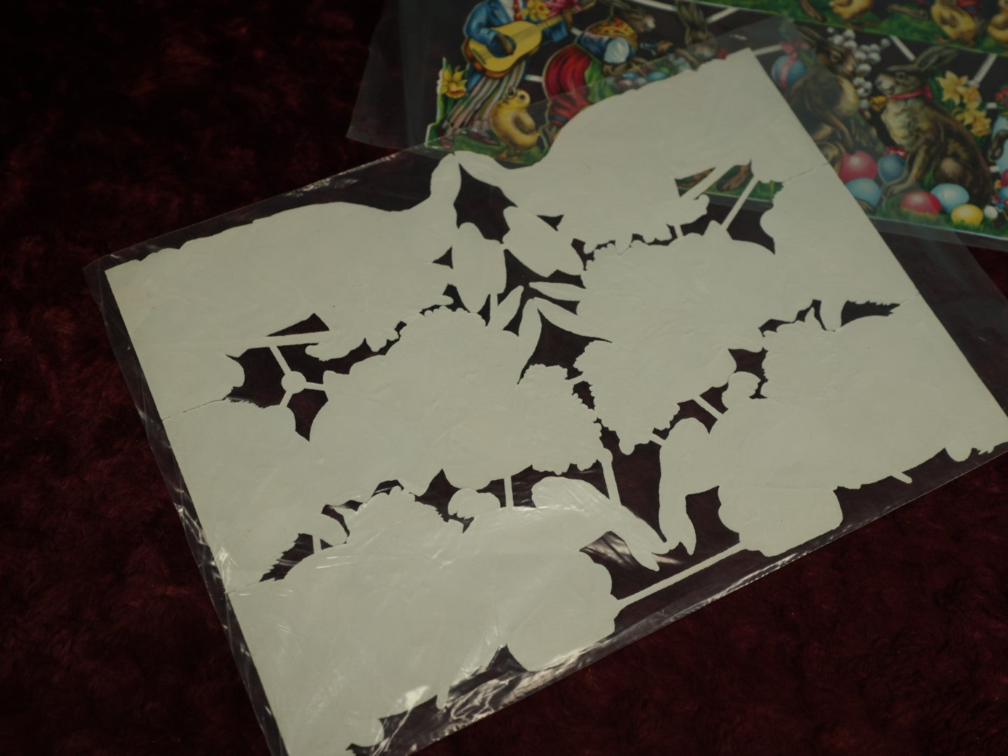 Lot 057 - Pair Of Uncut Die Cut Scrapbooking Paper Sheets, Easter Bunny And More, Paul Zoecke, Berlin, Pzb, Printed In Germany