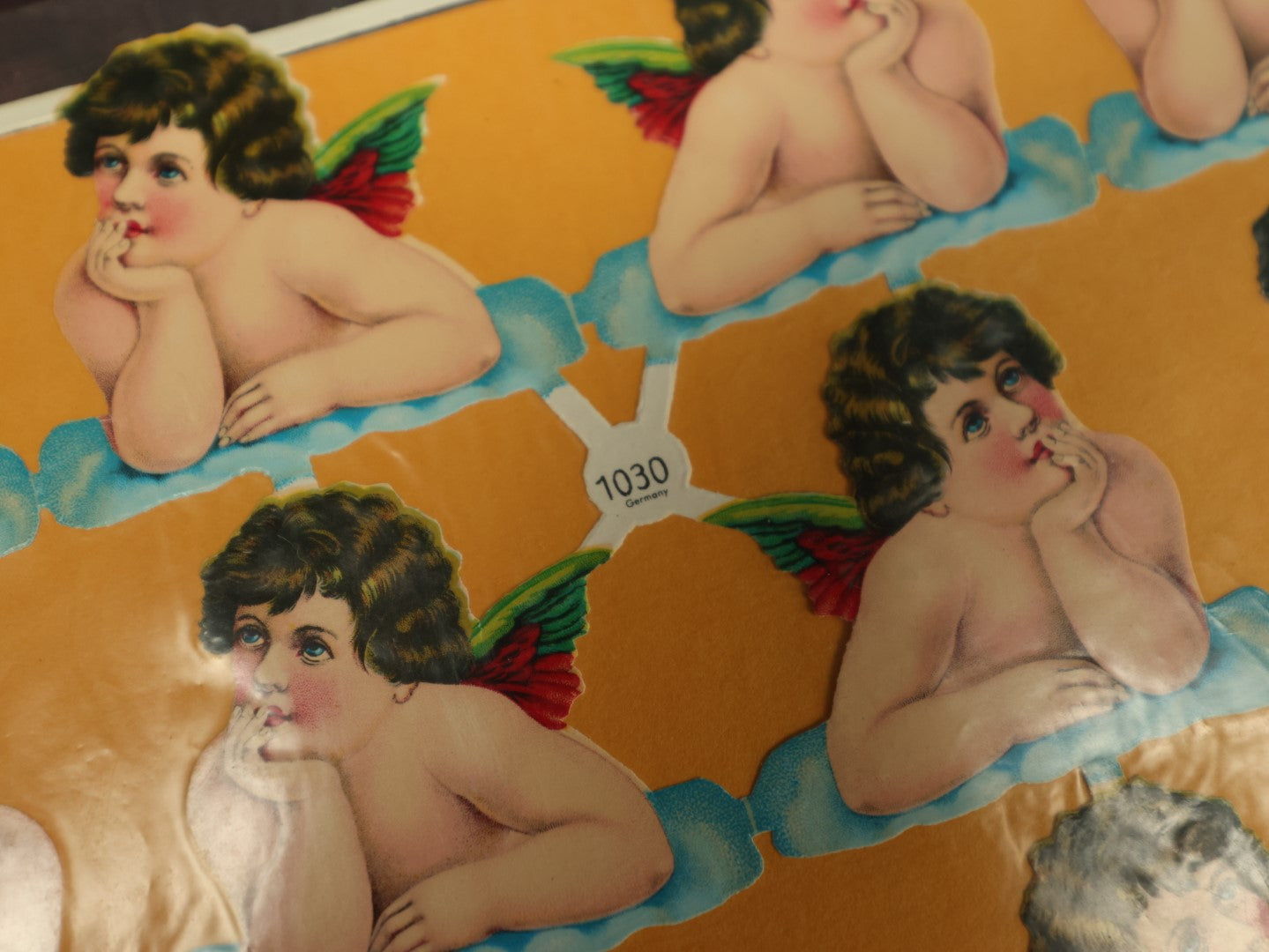 Lot 059 - Pair Of Uncut Die Cut Scrapbooking Paper Sheets Depicting Angels, Cupid, Printed In Germany, 1209 And 1030