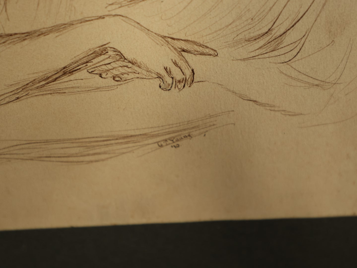 Lot 076 - Single Hand Drawn Pen And Ink Drawing Of Beautiful Woman, Signed G.T. Young, 1910