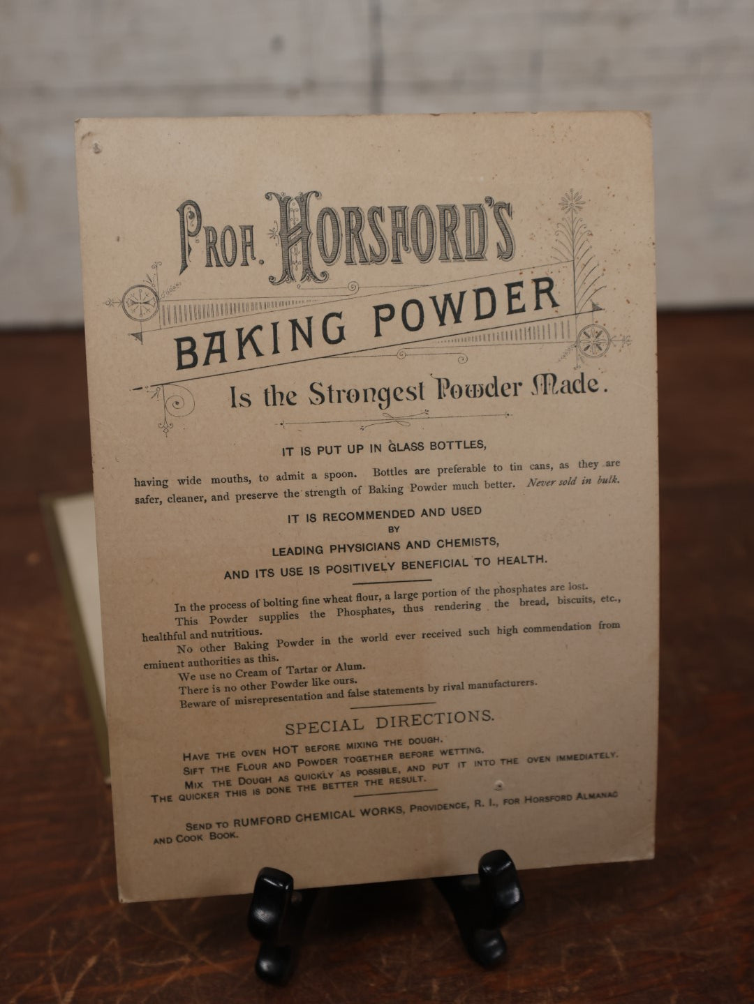 Lot 175 - Pair Of Antique Trade Cards Advertising Rumford Chemical Works, 1884, Depicting Little Girl, Horsford's Baking Powder