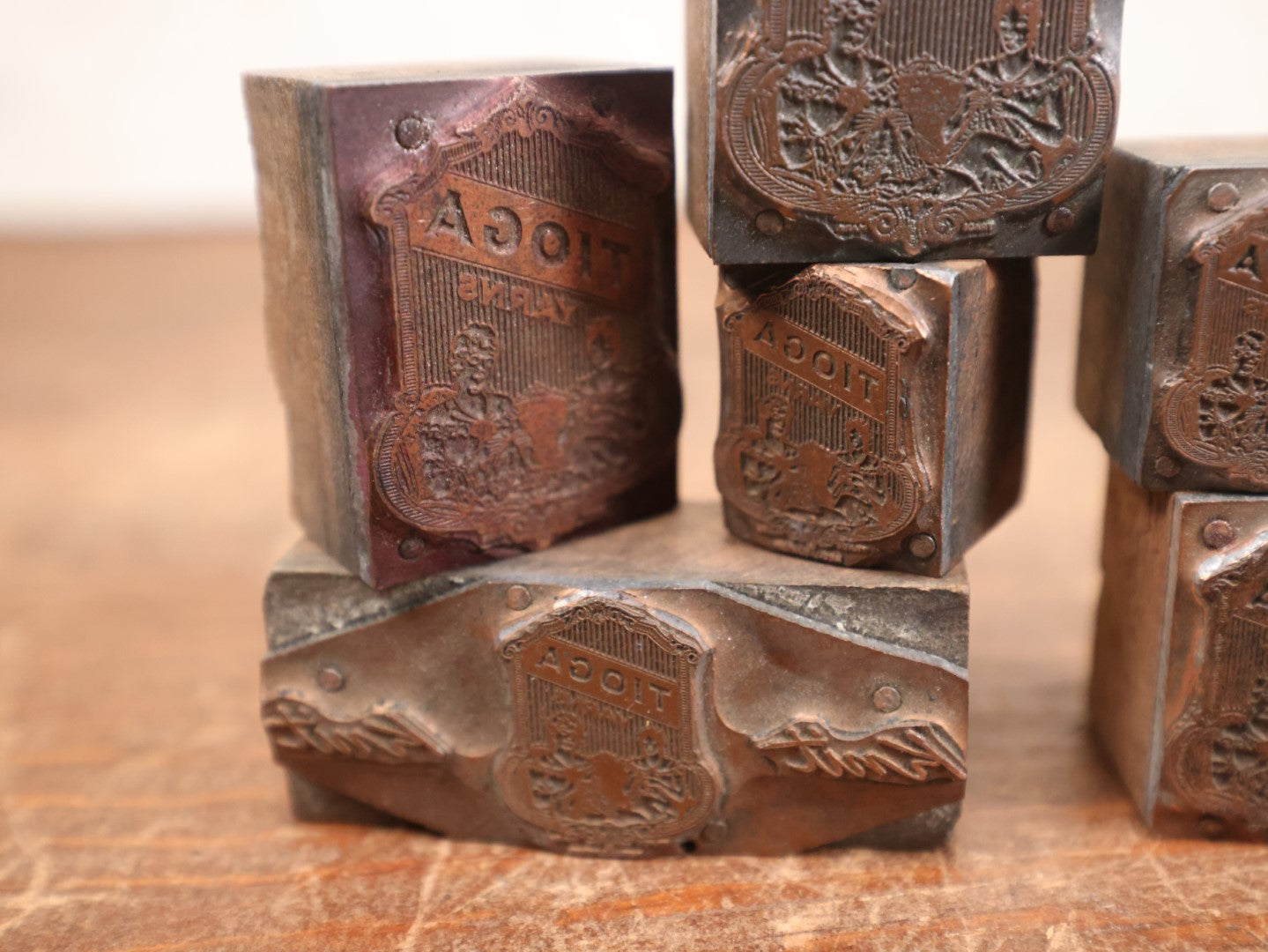 Lot 103 - Grouping Of Six Tioga Yarns Advertising Print Block Letterpress