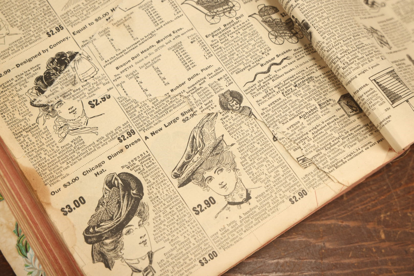 Lot 024 - Antique Scrapbook Made Out Of An Original Circa 1902 Sears Roebuck Catalogue No. 112, Featuring Many Scraps And Die Cuts, And Many Untouched Catalogue Pages