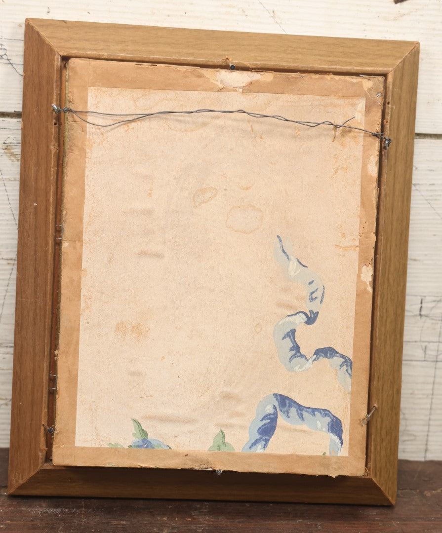 Lot 049 - Antique Hand Colored Ephemera Diorama Of Woman And Daughter, In Modern Frame Behind Glass, Hand Painted Backdrop