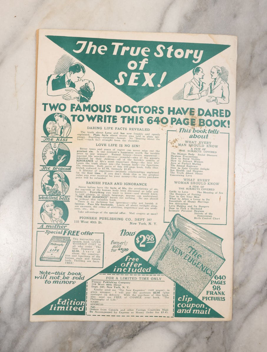 Lot 108 - Jest, A Magazine Of Social Satire, Vintage Men's Magazine, March 1933, With Scantily Clad Lady On The Front, "Hail Prosperity"