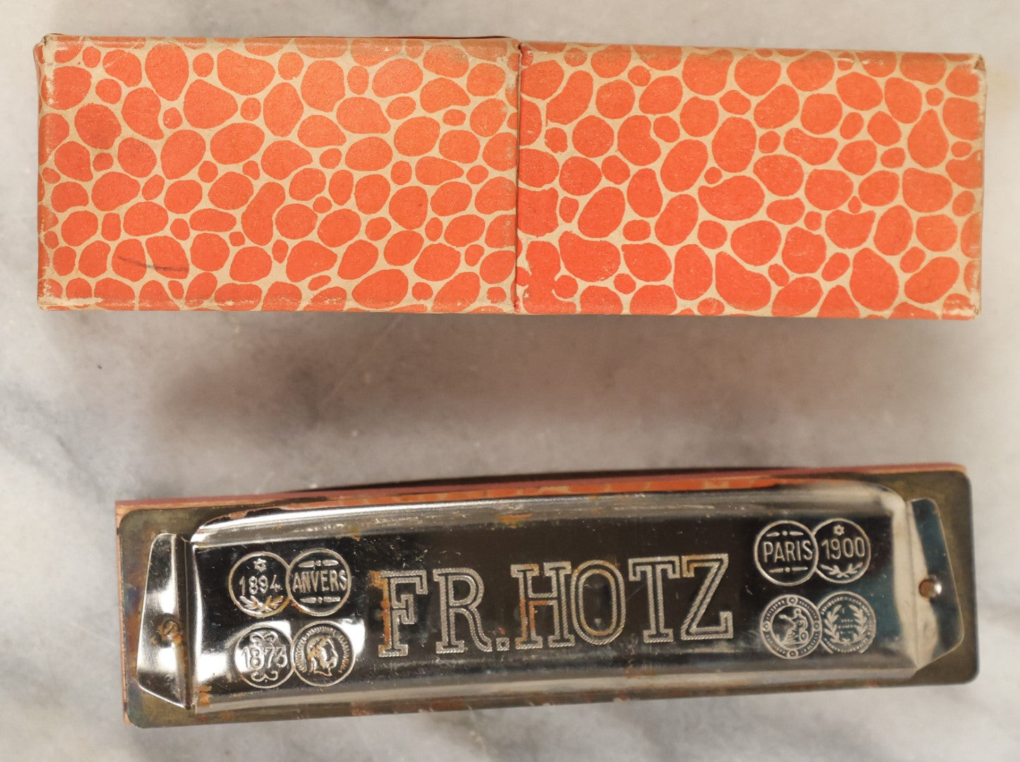 Lot 189 - American Ace Fr. Hotz Harmonica In Original Box With Aeroplanes, Circa 1920