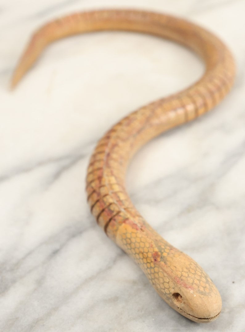 Lot 205 - Vintage Novelty Articulated Wooden Snake Toy, Approximately 12"