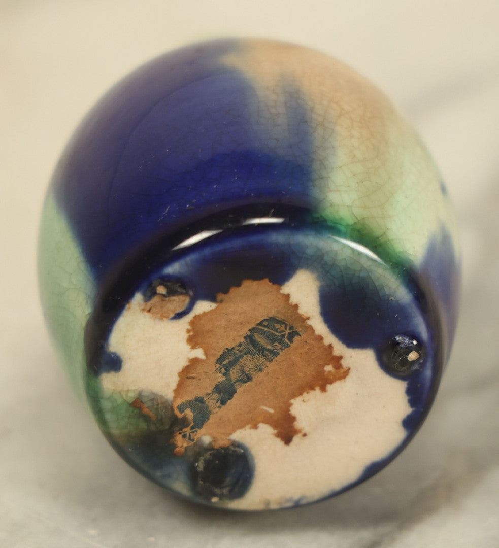 Lot 027 - Antique Miniature Ceramic Perfume Fragrance Bottle Pot With Paper White Rose Label