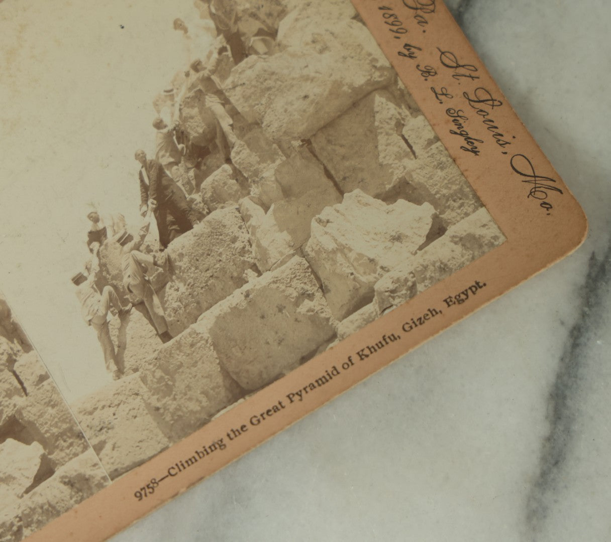 Lot 110 - Grouping Of Five Antique Stereo View Stereo Optic Photograph Cards Including "Her Guardian Angel" Trick Shot Spirit Ghost Photograph, Other Landmarks, Scenes