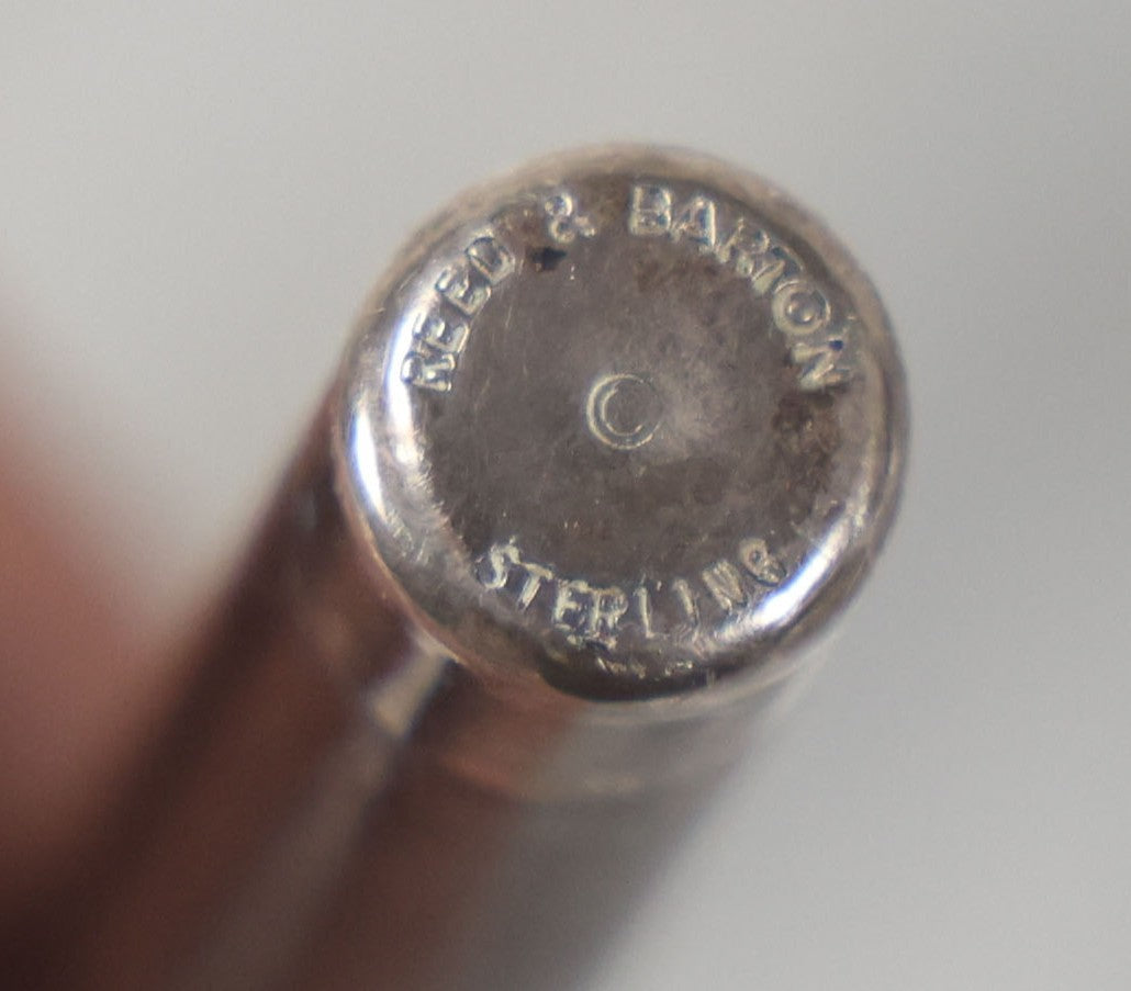 Lot 016 - Antique Sterling Silver Tipped Jogging Stick, Swagger Stick, Marked "Run For Your Life" At Top, By Reed And Barton, 14" Overall Length