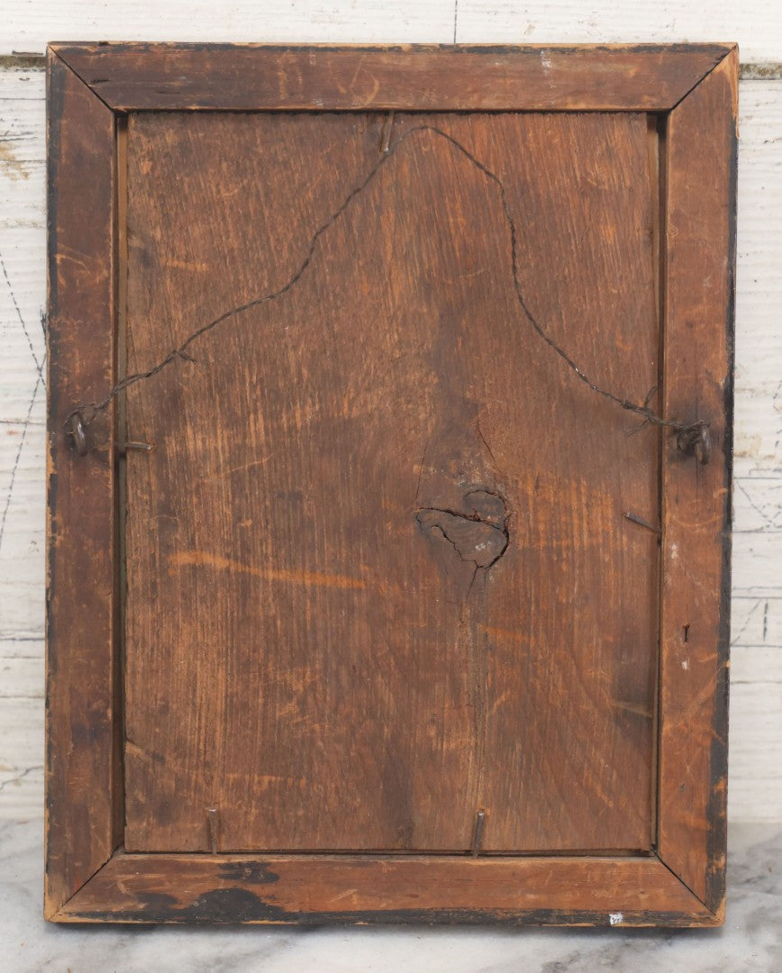 Lot 058 - Antique Chromolithograph Print Of A Little Girl With Her Dog Sitting By The Pond With Ducks, 7-1/8" x 9-1/8"