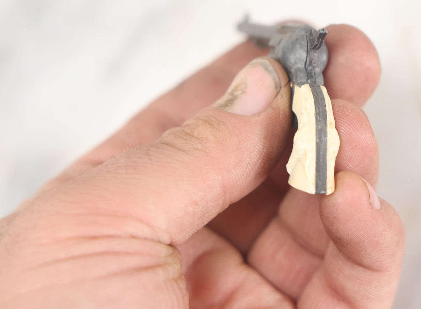 Lot 098 - Vintage Miniature Revolver Pistol Toy Cowboy Gun With Plastic Steer Head Grip