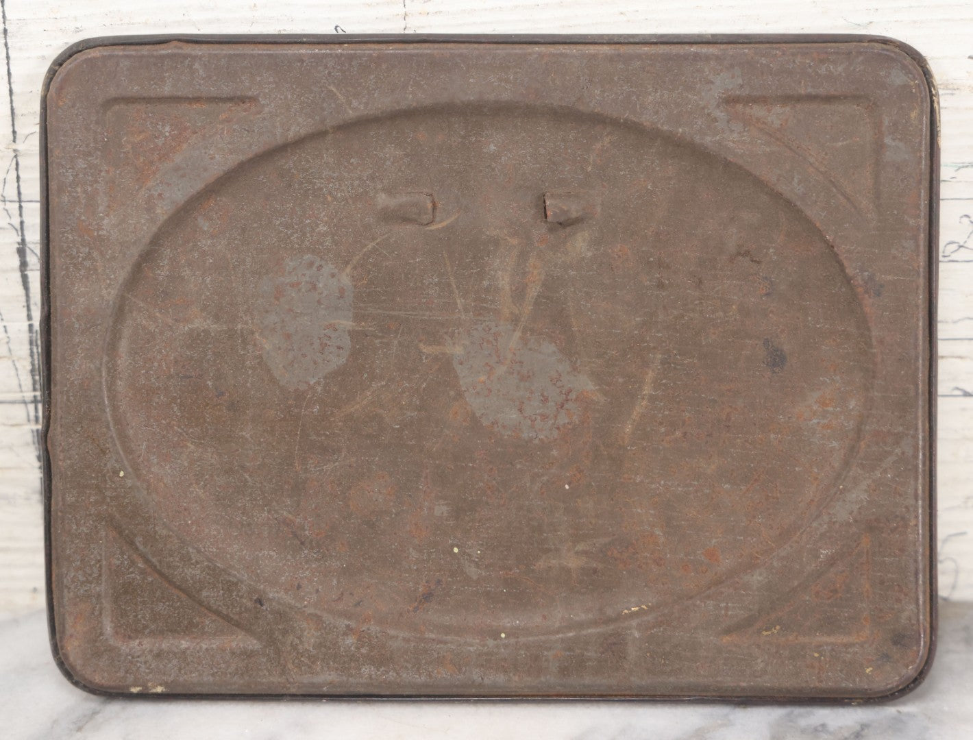 Lot 103 - Antique Rectangular Celluloid Photo Button Of A Brick School, Students Standing Outside, Circa Early 20th Century