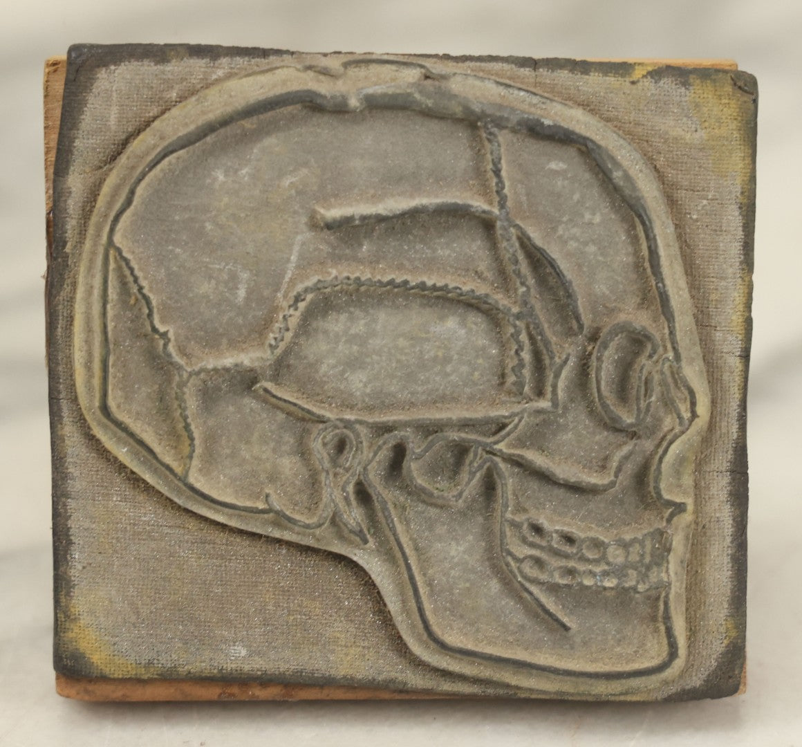 Lot 025 - Vintage Rubber Skull Stamp With Hand Pencil Drawn Skull On Top, Marked Lentz