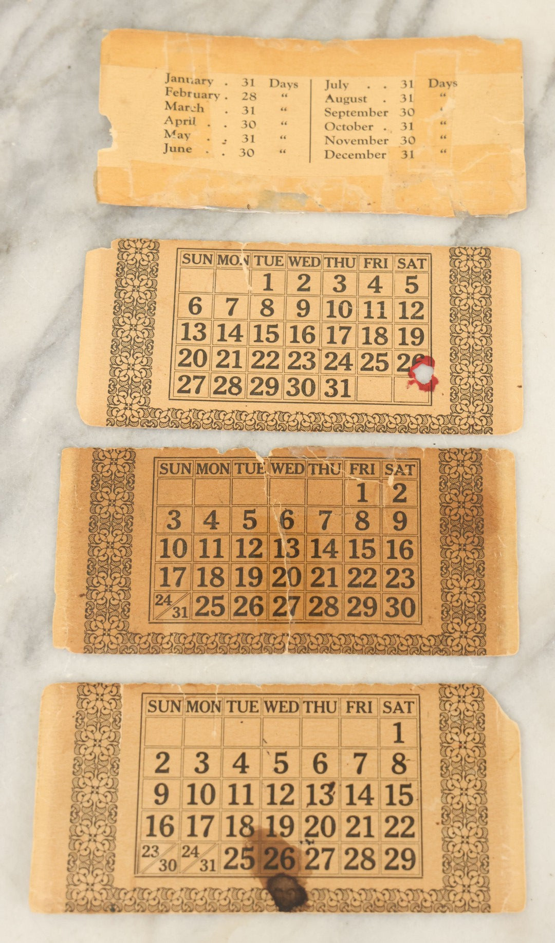 Lot 088 - Antique Perpetual Calendar Advertisement For William A. Doe Company, Boston Massachusetts, With Paper Inserts