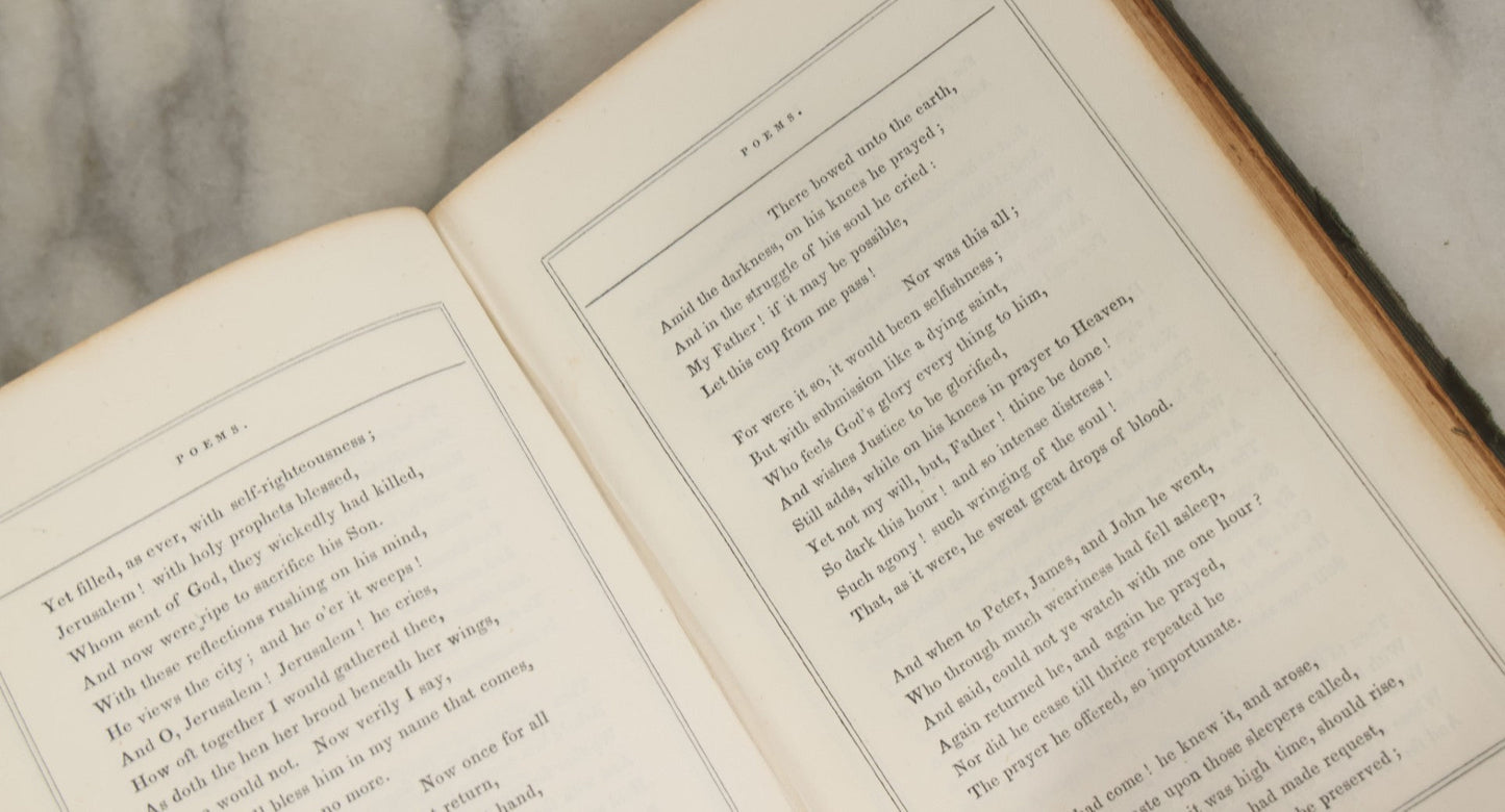 Lot 168 - "Sacred Poems, Poems Of Love & Romance, Humorous And Narrative Poems" Antique Poetry Book By Albert White, M.D., Printed By Horace S. Taylor, Springfield, 1847
