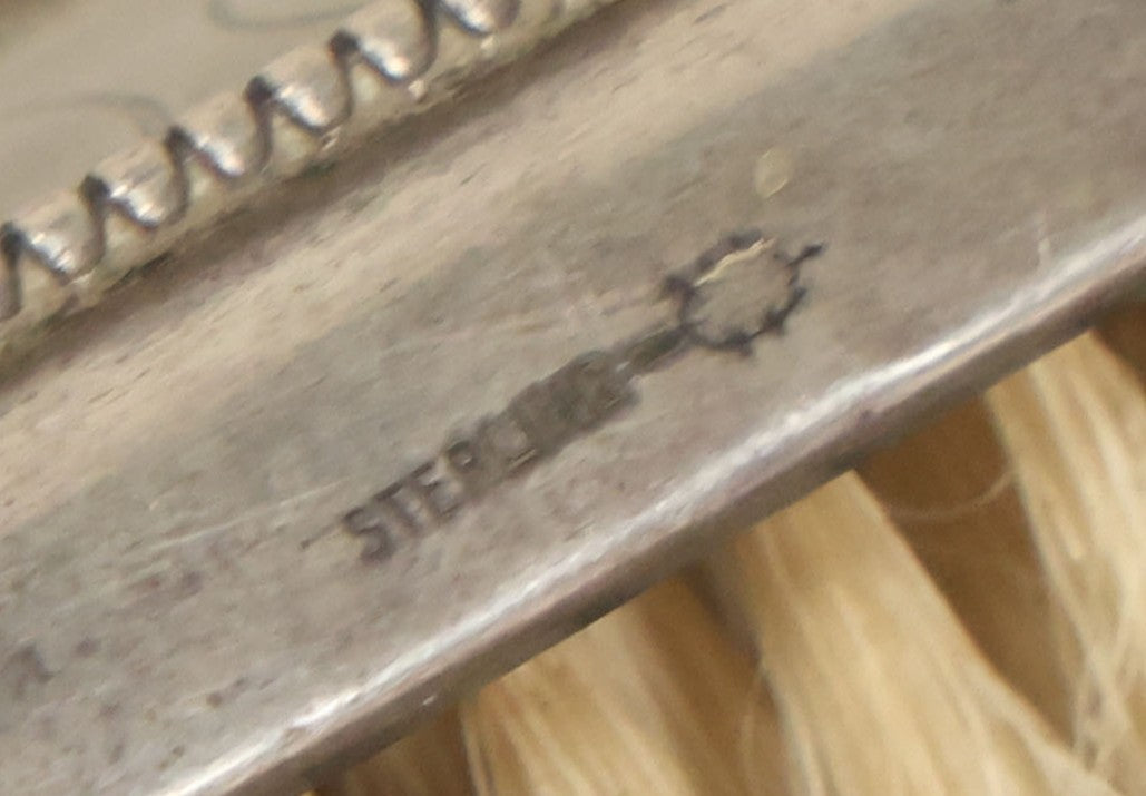 Lot 024 - Antique Sterling Silver Brush Set, P Monogram, Marked Sterling, Victorian Vanity Grooming Set