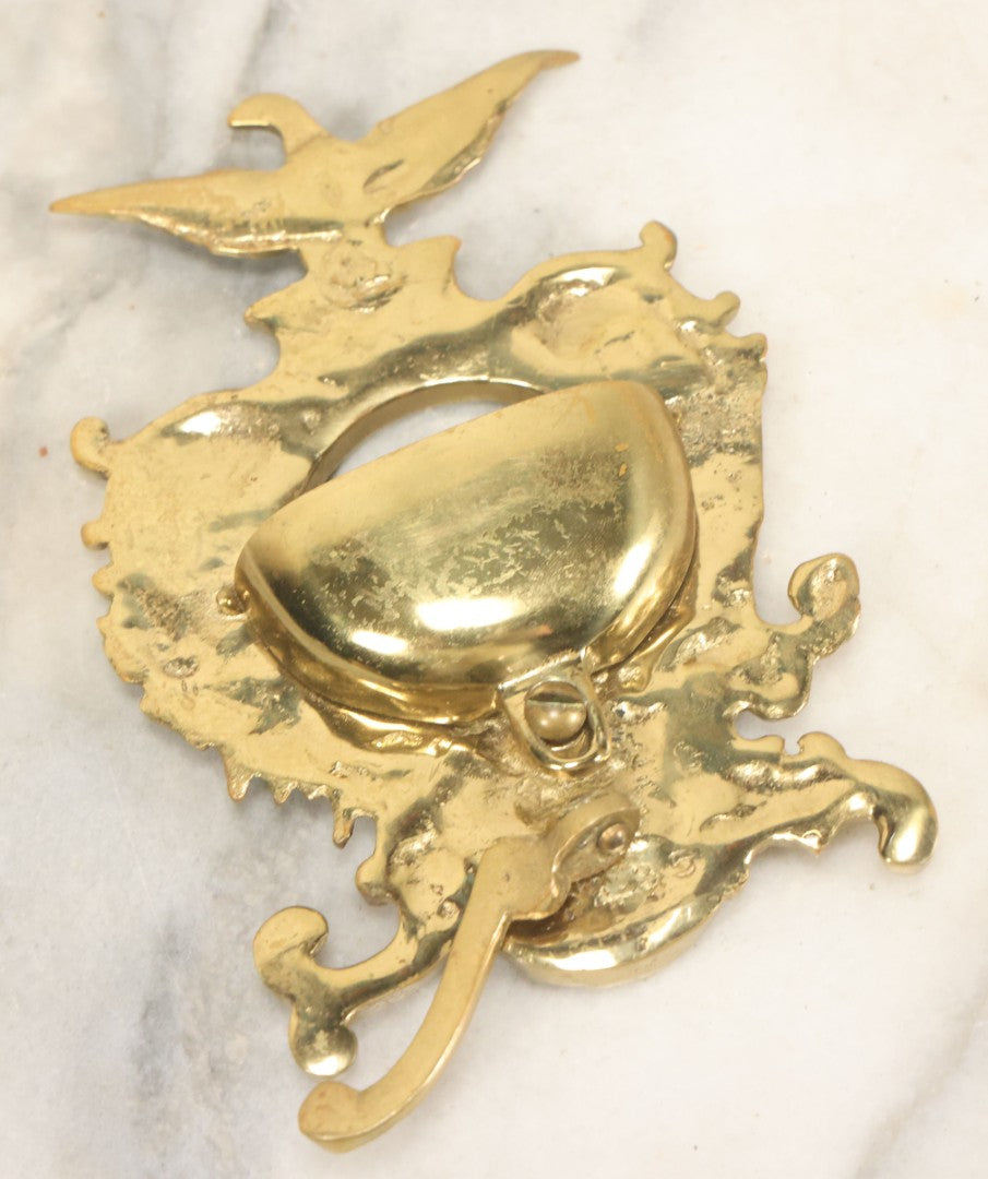 Lot 029 - Antique Brass Pocket Watch Stand, Ornate Rococo Design, Eagle Finial, Decorative Display Holder