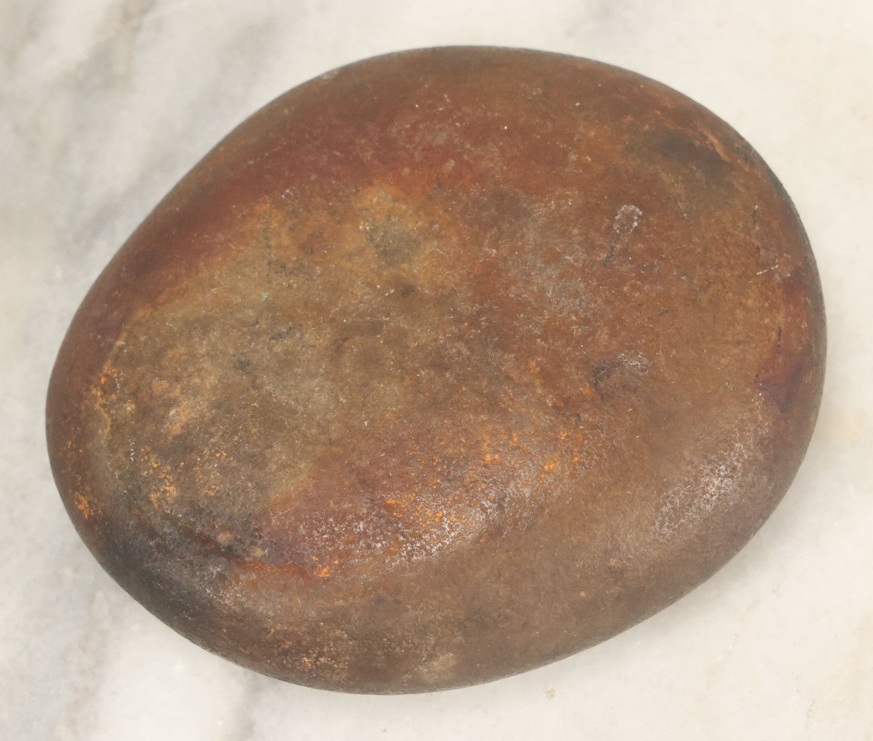 Lot 045 - Antique Hand Painted Rock With Architectural Scene, Folk Art Paperweight, Identified As A Mill