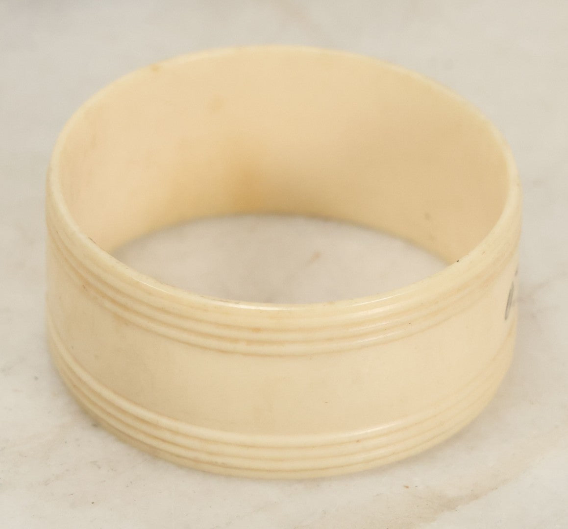 Lot 051 - Antique Carved Bone Scrimshaw Napkin Ring, Numbered "10", Decorative Tableware