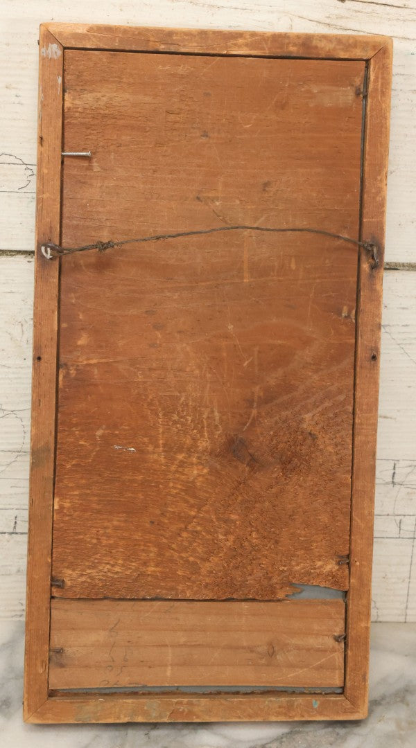 Lot 034 - Antique Painting On Board Of Pink, Red And White Flowers, Pansies, Unsigned, In Frame, 7" x 13-3/4"