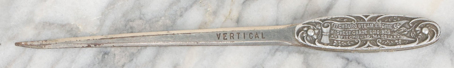 Lot 117 - Single Antique Letter Opener Advertising Fitchburg Steam Engine Co., Fitchburg Massachusetts, 1908, Manufactured By S.D. Childs And Co., Chicago, Note Tip Bent