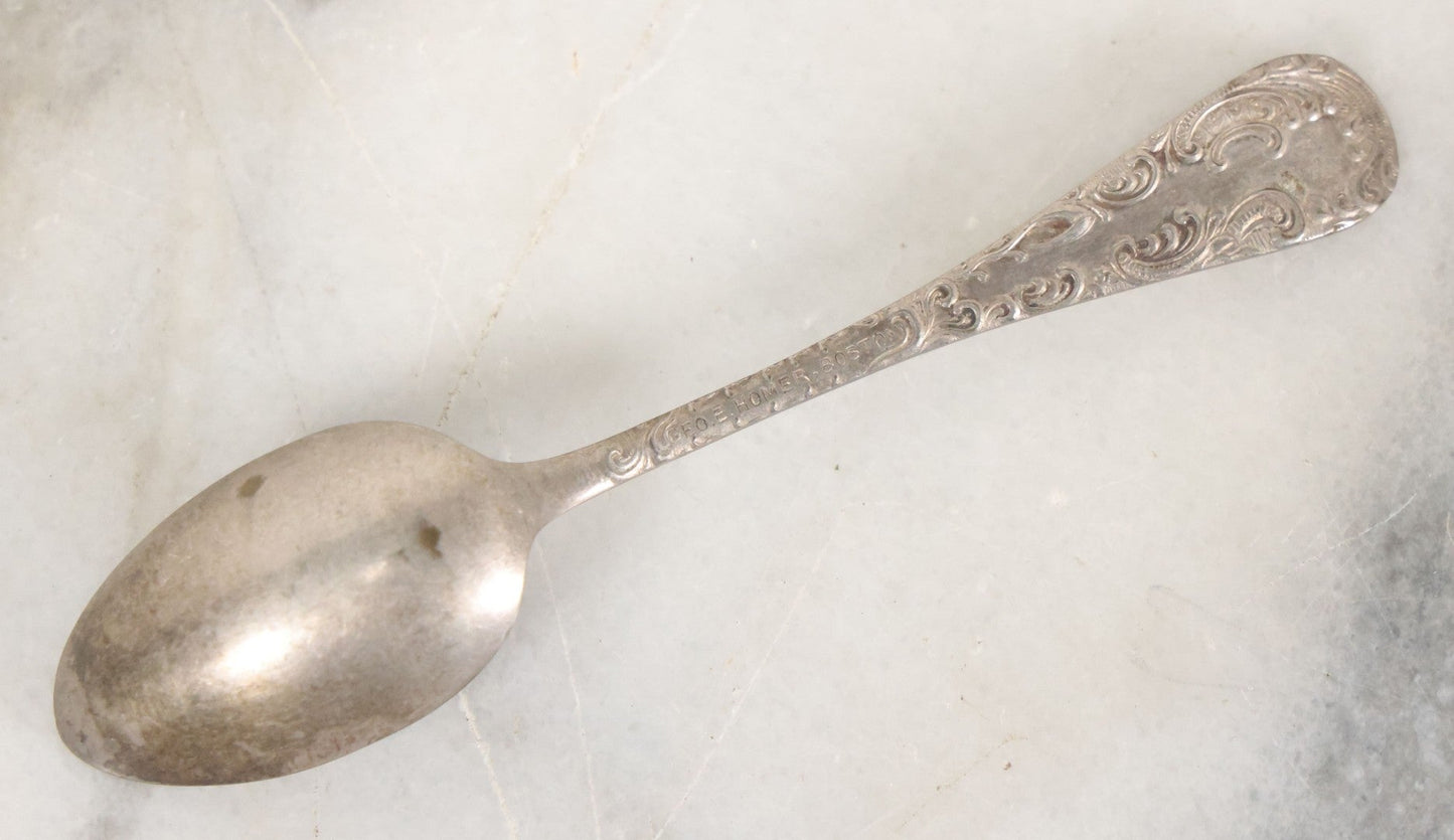 Lot 122 - Grouping Of 8 Antique Souvenir Spoons Relating To Ships And Leaders Of The Spanish American War Including The U.S. Battleship Maine, The Flagship New York, And Others, Manufactured By George E. Homer, Boston