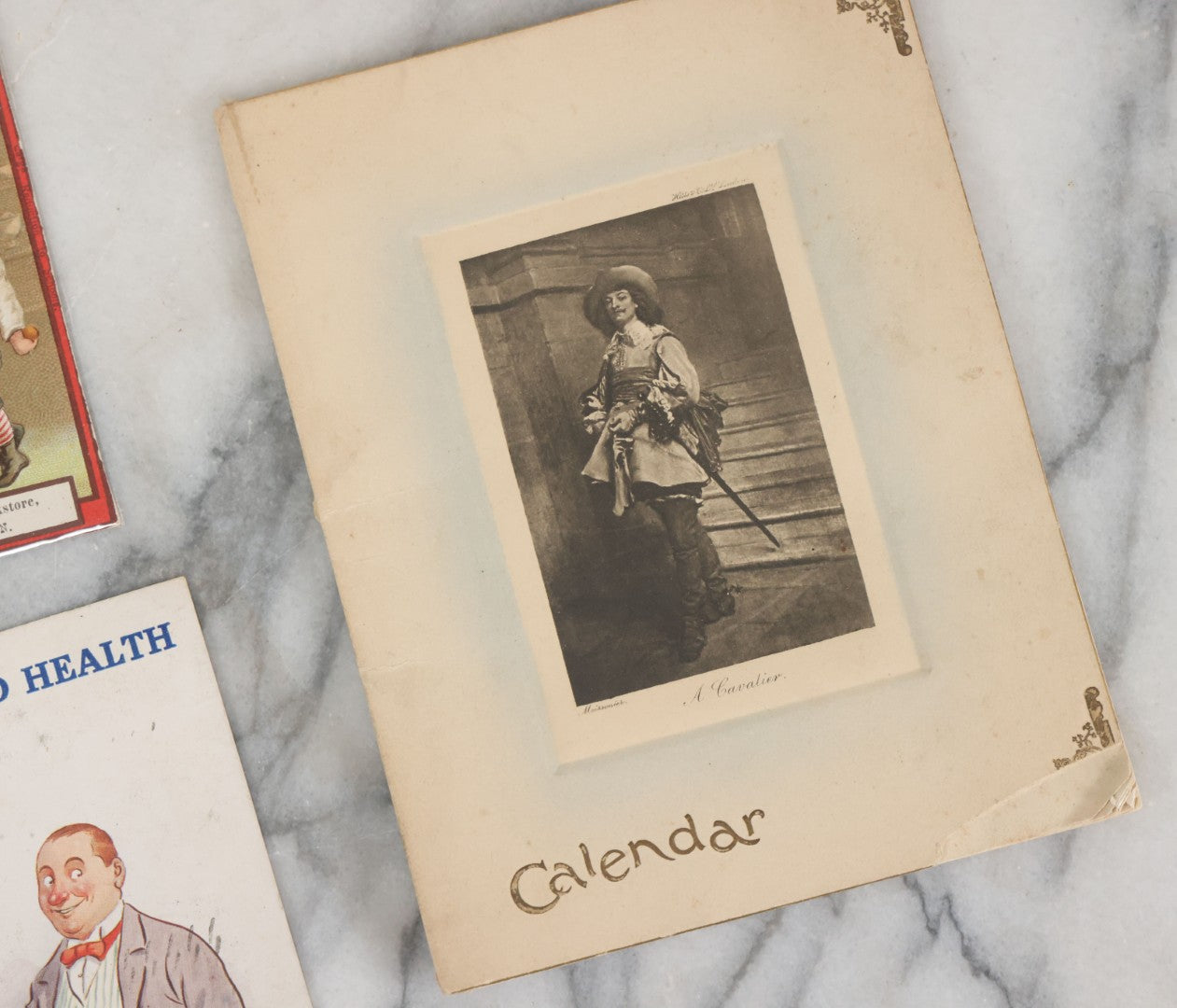 Lot 131 - Mixed 8 Piece Vintage And Antique Ephemera Grouping Including Needle Book Postcards Calendar And Trade Cards