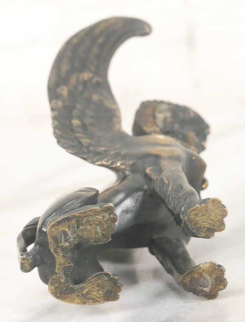Lot 012 - Antique Cast Metal (Likely Bronze) Egyptian Revival Sphinx Figurine, Height 4-3/8"