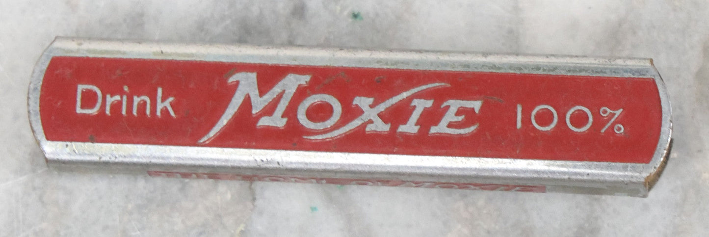 Lot 034 - Vintage Slide Up Bottle Opener Advertising Moxie Soda, "Frank Archer Invites You To Visit Moxie Land, The Home Of Moxie, Drink Moxie 100%" Marked Patent Pending