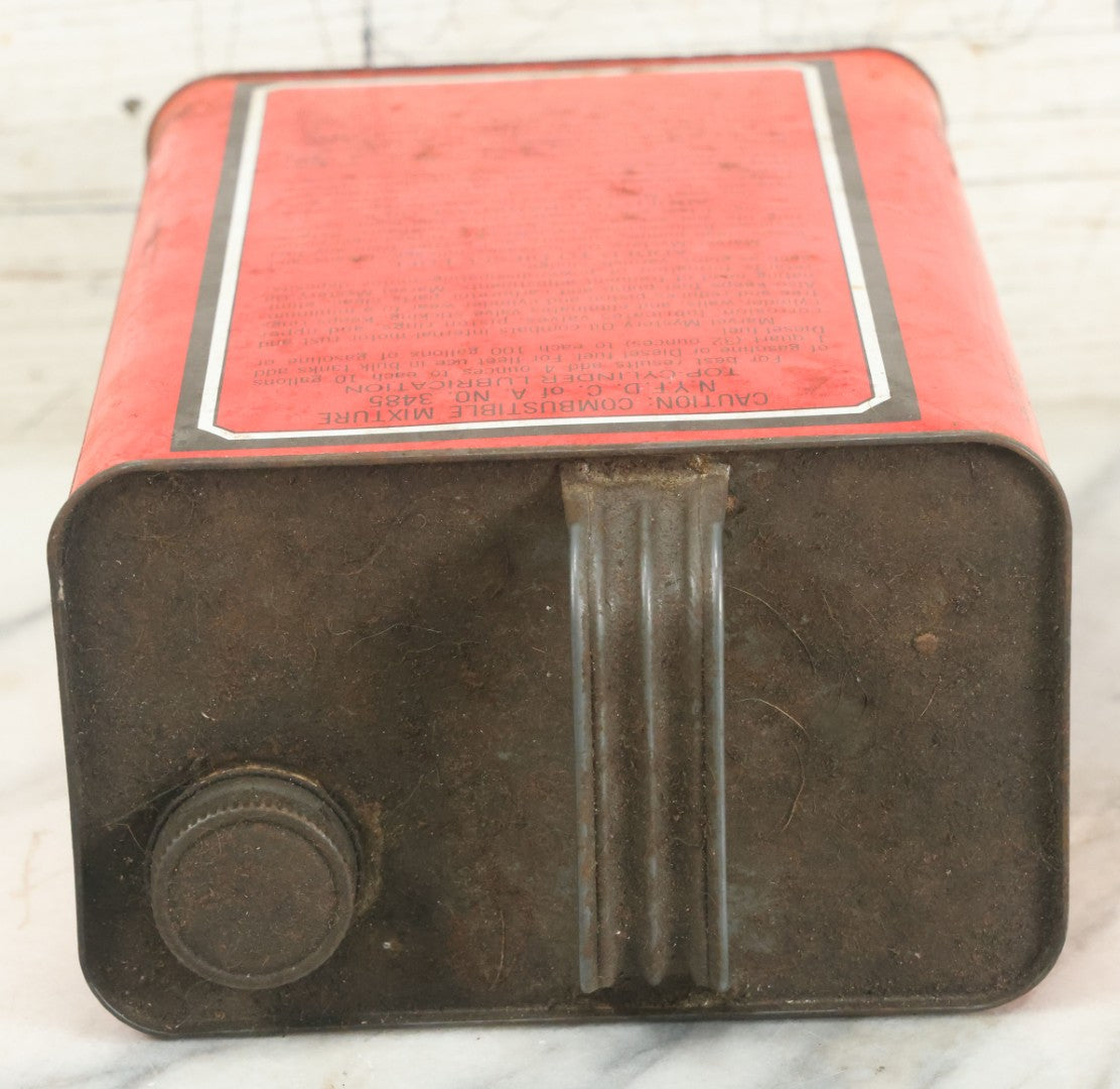 Lot 041 - Vintage Marvel Mystery Oil Top Cylinder Lubrication 1 Gallon Can, Marvel Oil Company, Inc., Port Chester New York, 10-1/2" Tall