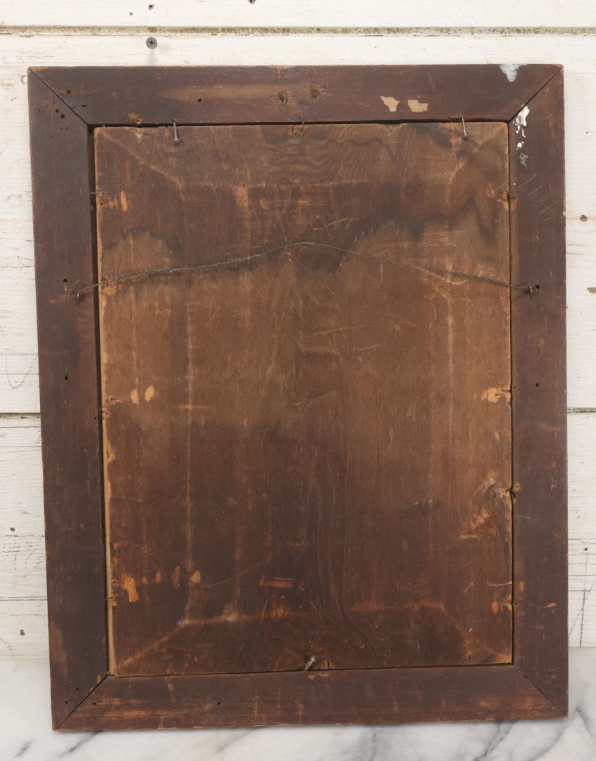 Lot 048 - Antique Hand Colored Lithograph Print Titled "Search The Scriptures", With Father And Daughter Reading The Bible, John 5:39-40, By Currier And Ives, In Frame, 15-5/8" x 19-1/2"