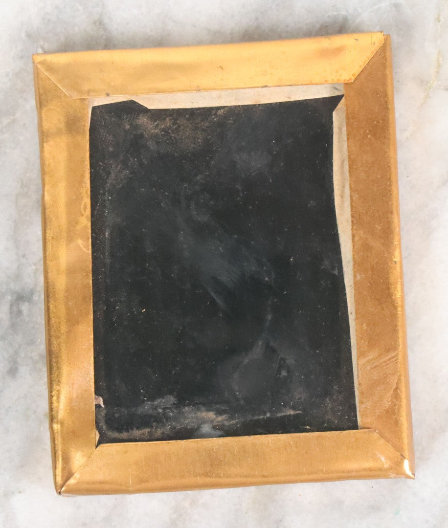 Lot 059 - Antique 1/9th Plate Ruby Ambrotype Photograph Of Young Girl Toddler With Off Shoulders Dress In Child's Armchair Clutching Chair Arms, Note Underexposure, Uncased