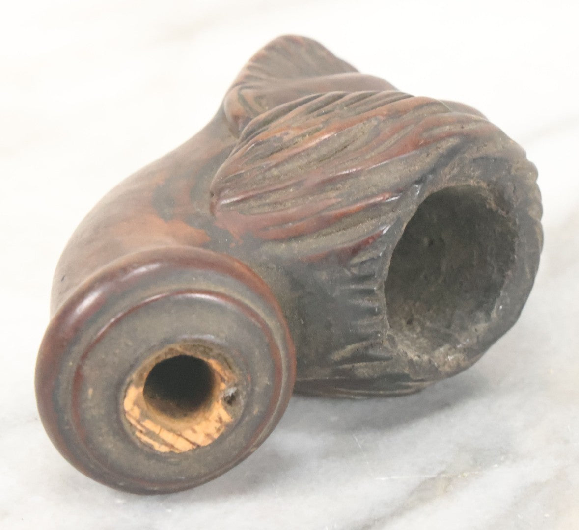 Lot 094 - Pair Of Vintage Carved Pipes With No Stems, Including Dog And Man With Mutton Chops