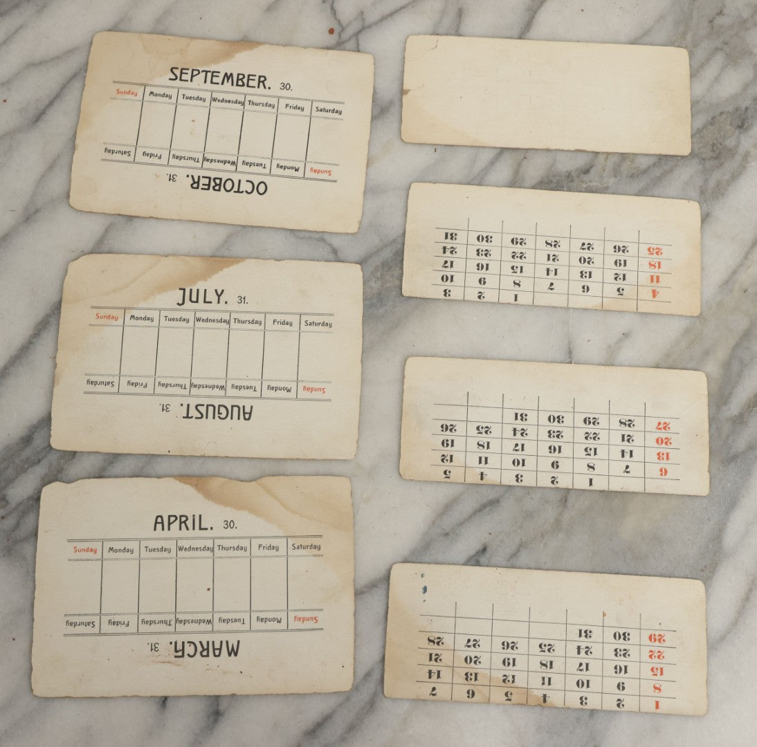 Lot 009 - Antique Art Nouveau Cast Metal Perpetual Calendar, "Tempus Fugit" ("Time Flies"), From Virgil Poem Georgics, With Complete Set Of Cardstock Inserts