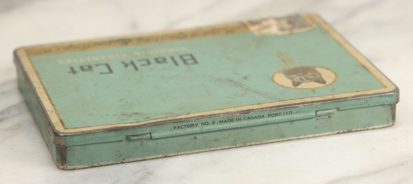 Lot 012 - Vintage Black Cat Virginia Cigarettes Tin, "Mild Quality, Superfine," Made In Canada
