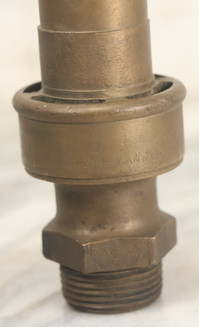 Lot 020 - Antique Brass Industrial Steam Whistle Fragment, By J.E. Lonergan & Co., Manufacturers, Philadelphia, After Lynde's Patent