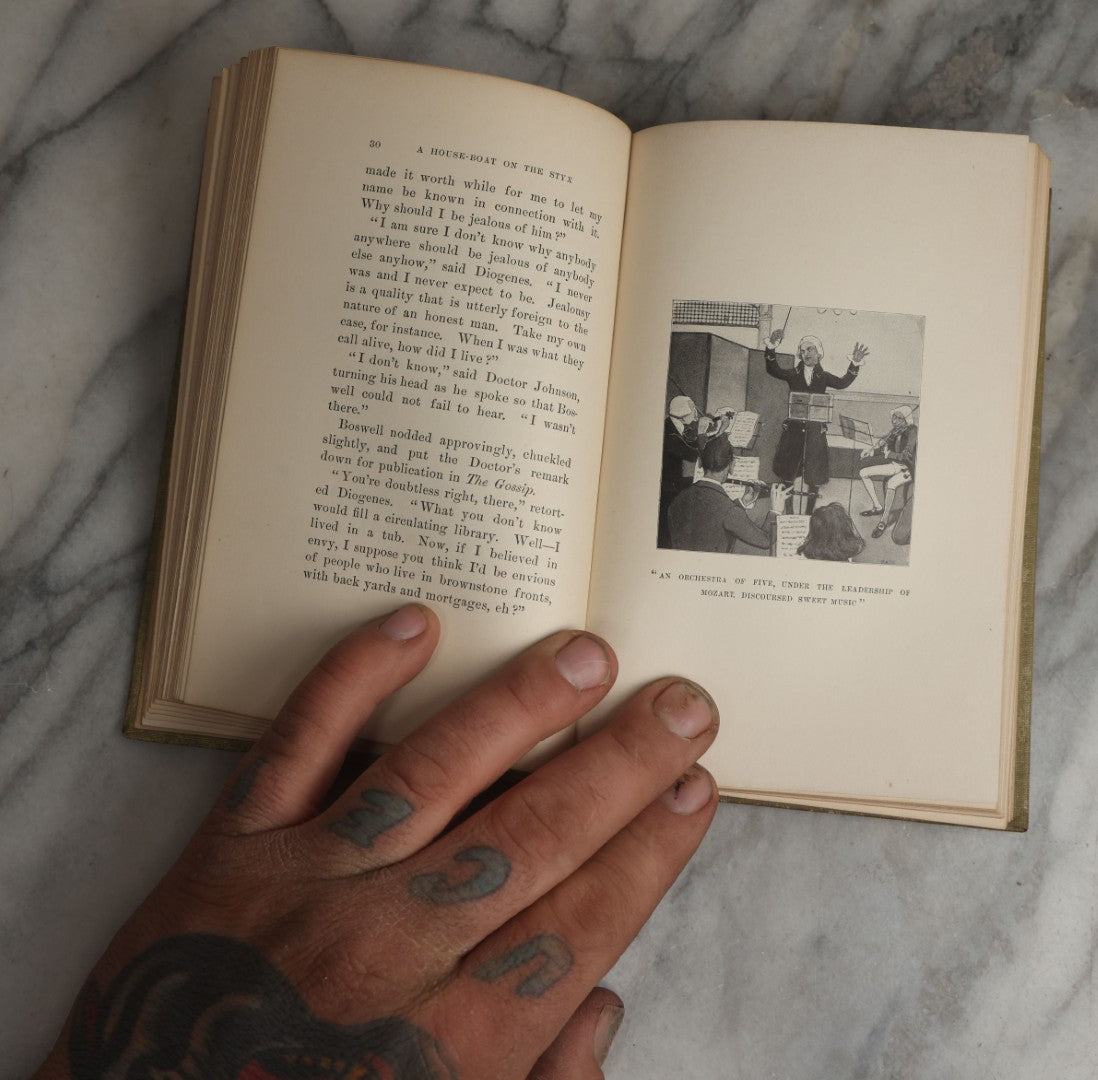 Lot 074 - "A Houseboat On The Styx" Antique Satirical Novel Book By John Kendrick Bangs, Illustrated, Harper & Brothers Publishers, 1895